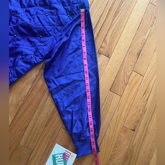 VTG NOS 90s First Run Quilted Jacket Studded Zip Indigo Track Bomber Deadstock - Picture 7 of 7